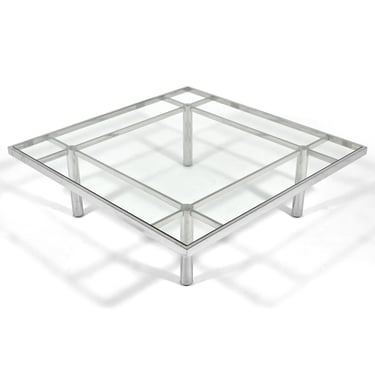 Chrome & Glass Coffee Table in the Manner of Scarpa