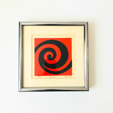 1970s Geometric Abstract Serigraph by Simon Tashimoto Titled "Swirls" 