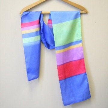 1980s Watercolor Striped Silk Scarf 