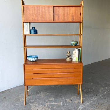 Danish Modern Kurt Ostervig Teak Wall Unit or Room Divider / book shelves 