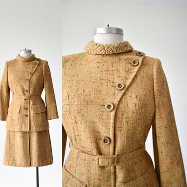 Vintage Tweed Dress with Jacket / 2pc Outfit Dress and Jacket / Vintage winter Dress / Vintage Winter Dress with Coat / 1970s does the 1940s 