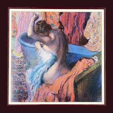 Vintage Degas Poster 1980s Retro Size 28x28 Contemporary + Seated Bather + Nude Woman Bathing + Modern Art + Impressionism + Home Decor 