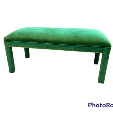 Gorgeous vintage emerald green upholstered bench - all new foam and fabric 