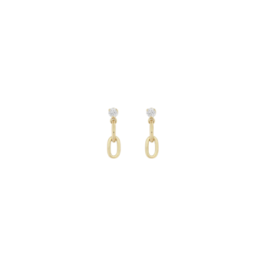 Prong Diamond & Large Square Oval 2 Link Drop Earrings