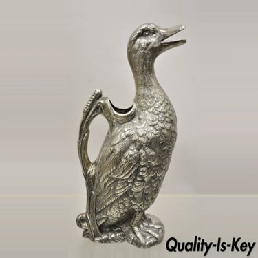 Vintage Alpaca Duck Mallard Figural Silver Plated Water Pitcher Decanter