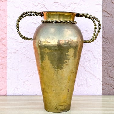 Brass Vase with Braided Handles