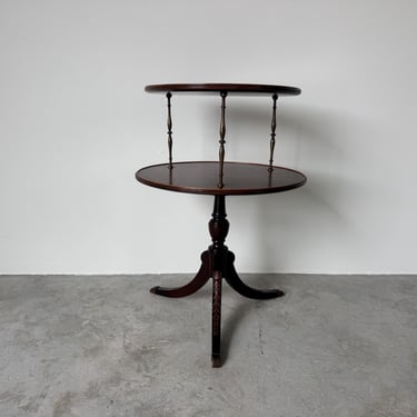 20th Century Charak Furniture Co. Mahogany & Brass Two-Tier End Table 