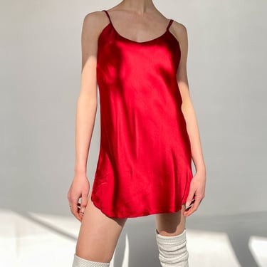 Red Silk Slip Dress (S)