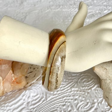 Natural Stone Vintage Bangle Bracelet, Quartz, Onyx, Granite, Earthy Vibe 
