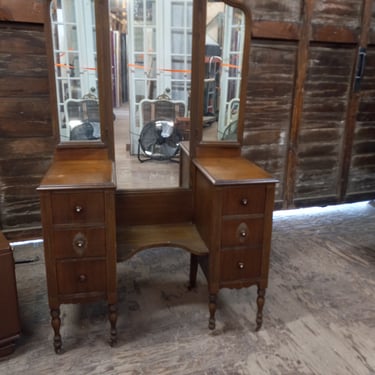 Antique Vanity with Mercury Mirror 40.25 x 18.75 x 76.25