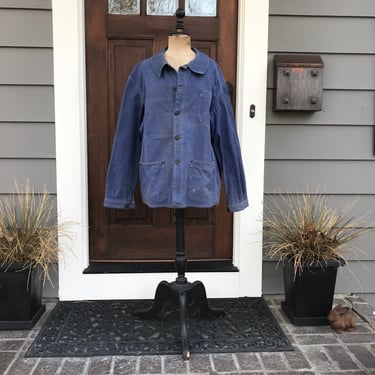 French Indigo Work Jacket, Bleu De Travail Coat, Denim, Garden, Chore Wear, Farmhouse, Homesteading, Peasant Workwear, Original Label 