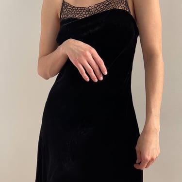 Vintage Noir Velour Beaded Cocktail Dress