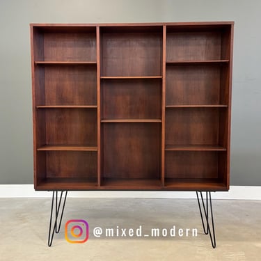 Walnut Mid Century Modern Bookcase 