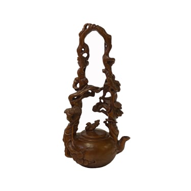 Chinese Oriental Wood Artistic Teapot Shape Display Figure Art ws2159E 
