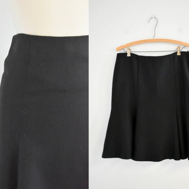 1990s Akris Black Wool Skirt 