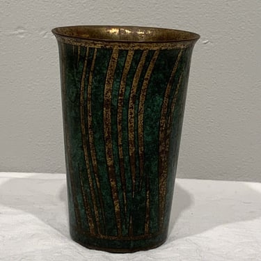 Antique art deco Paul Haustein marked ikora wmf bronze patinated small vase or cup, 