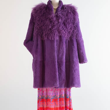 Outrageous 1970's Purple HAZE Mongolian Lamb Statement Coat / ML