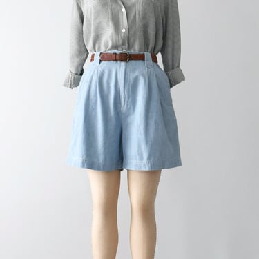 vintage chambray cotton high waisted shorts 