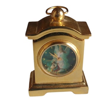 VINTAGE Miniature Brass Clock, Brass Paperweight, Home Decor 