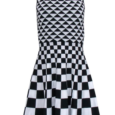 Ted Baker - Black &amp; White Checkered Knit Sleeveless Dress Sz 0
