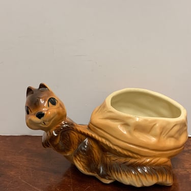 Vintage Pawnee Pottery Squirrel Planter 