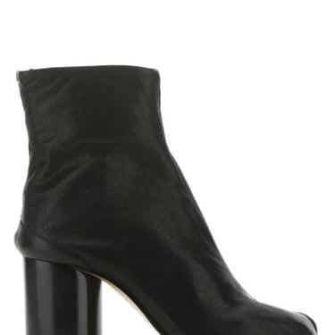 Maison Margiela Woman Black Leather Tabi Ankle Boots