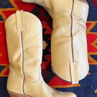 FRYE Tan Leather Boots | 1970's Vintage Boots | Cowboy Southwestern | Size 10 1/2 