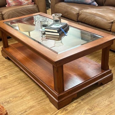 Cherry Cocktail Table w/ Glass Insert