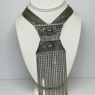 Silver Etruscan Fringe Necklace