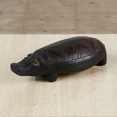 Hand Carved Wooden Hippo 