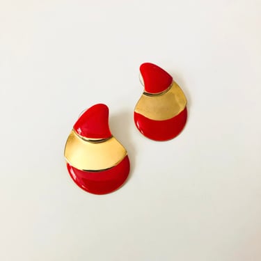 Vintage Red Enamel Earrings 