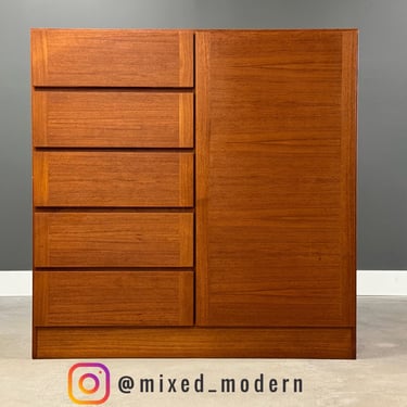 Danish Modern Teak Armoire Dresser 