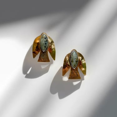 Paloma Earrings - Oxidized Brass, Sterling Silver + African Turquoise