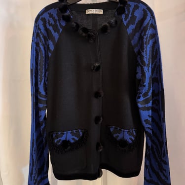 1990s Black &amp; Blue Sweater Cardigan