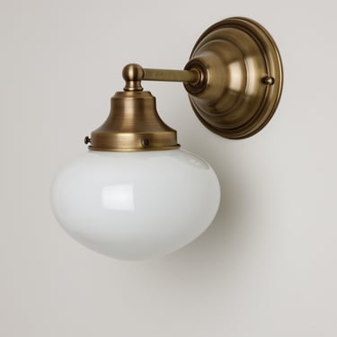 Classic Country FarmHouse - Wall Sconce Lighting - White Glass Fixture - Hand Blown Glass 