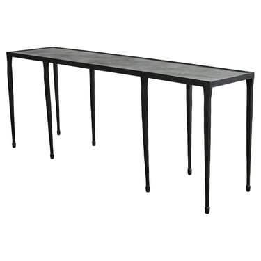 Giacometti Inspired Black Hammered Cast Iron Console Table