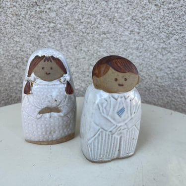 Vintage UCTCI Japan stoneware salt and pepper shakers Bride & Groom theme 