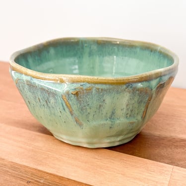 Vintage Glazed Pottery Turquoise Decorative Bowl 