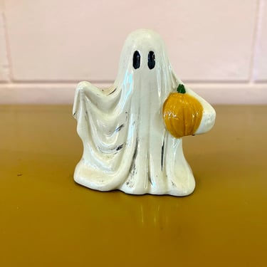 Vintage 1990s Halloween Ceramic Ghost Figurine With JOL 