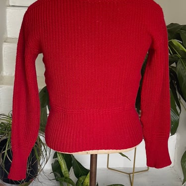 Late 1930s Red Wool Men’s Sweater 42 Chesr Sweater Vintage 