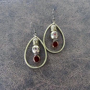 Tibetan style Buddha bronze hoop earrings 