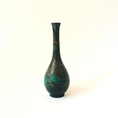 Takaoka Doki Verdigris Bronze Patinated Vase - Japan 