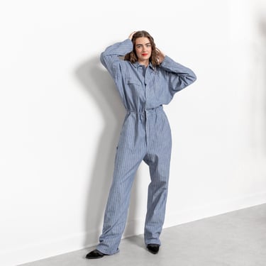 DENIM PANTSUIT JUMPSUIT Vintage Cotton Blue Jean Romper 90's 80's / Medium 