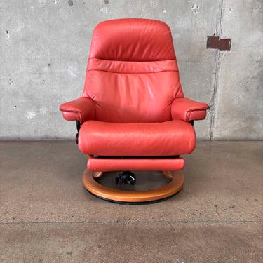 Stressless By Ekornes Orange Leather Recliner