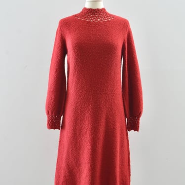 60's St. John Red Knit Dress / S M