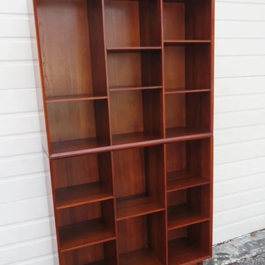 Peter Hvidt John Stuart Danish Modern 2 Part Tall Bookcase Display Cabinet 4911