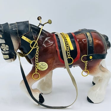 Rare Vintage Budweiser Clydesdale horse with Harness  from the 1950s- Bar Collectible 