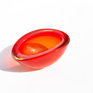 Vintage Red and Yellow Murano Glass Ashtray/Bowl, Murano Art Glass Geode Bowl, Sommerso Glass Bowl 