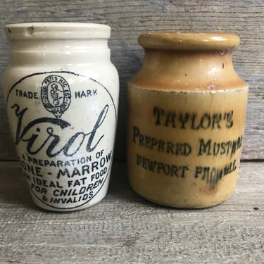 1 1900s Stoneware Jar, Stoneware, Virol Bone Marrow, Bone Broth, Historical, Medicinal 