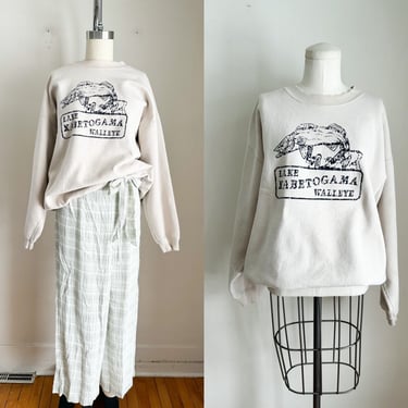 Vintage Lake Kabetogama Walleye Souvenir Sweatshirt / XL 